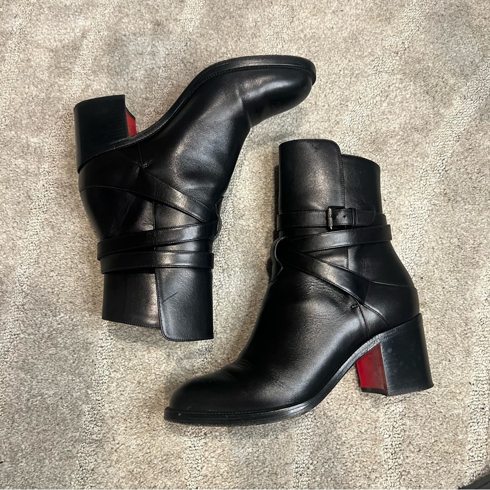 Christian Louboutin Karistrap Black Heeled Ankle Boots - Picture 2 of 10